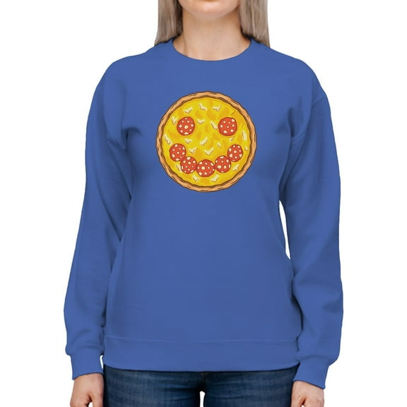 Smiling Pizza Sweatshirt Women -Smartprints Designs, Female Medium