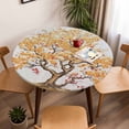 thumbnail image 5 of Tree Branch Elastic Fitted Round Table Cover Flower Floral Leaves Plant Waterproof Outdoor Tablecloth for Holiday Party, Picnic, Patio & Dining Fits Tables Up to 45"-54", 5 of 8