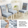 thumbnail image 4 of Large Fall Blue Dining Room Chair Cover Set of 4, Stretch Spandex Parsons Chair Cover, Farmhouse Thanksgiving Buffalo Plaid Decorations Kitchen Chair Seat Cover Protector (Blue Pumpkin, 4 Pack), 4 of 6