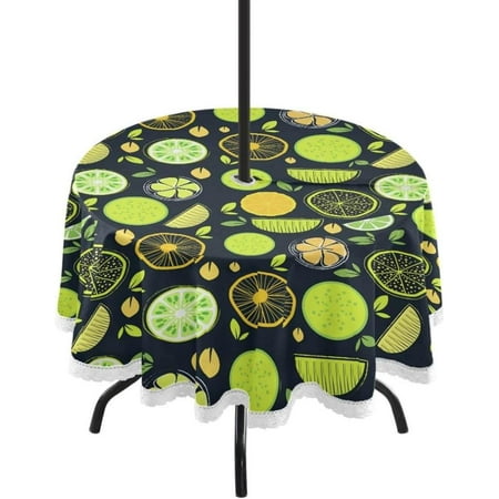 

Hyjoy Lemon Outdoor Tablecloth with Umbrella Hole and Zipper Waterproof Round Tablecloth 60 Inch for Party Patio Picnic Holiday Dinner Summer
