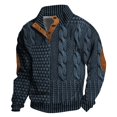 thumbnail image 2 of Men's Vintage Cable Knit Sweater Jacket Warm, Stylish, and Comfortable with Suede Elbow Patches, 2 of 4