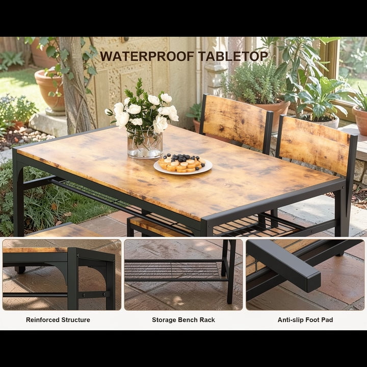 4-Piece Dining Table Set for 4, Kitchen Table with 2 Chairs & Bench, Compact Furniture for Small Space & Apartment Natural wood