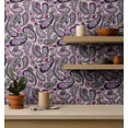 thumbnail image 4 of S4Sassy Paisley & Floral Wallpaper - Asian Style Wall Covering, 25" X 120" Self-Adhesive Textured Vinyl Walls Paper, Decorative Wallwrap, Easy Diy Walls Covering For Bedroom, Living Room - Purple, 4 of 7