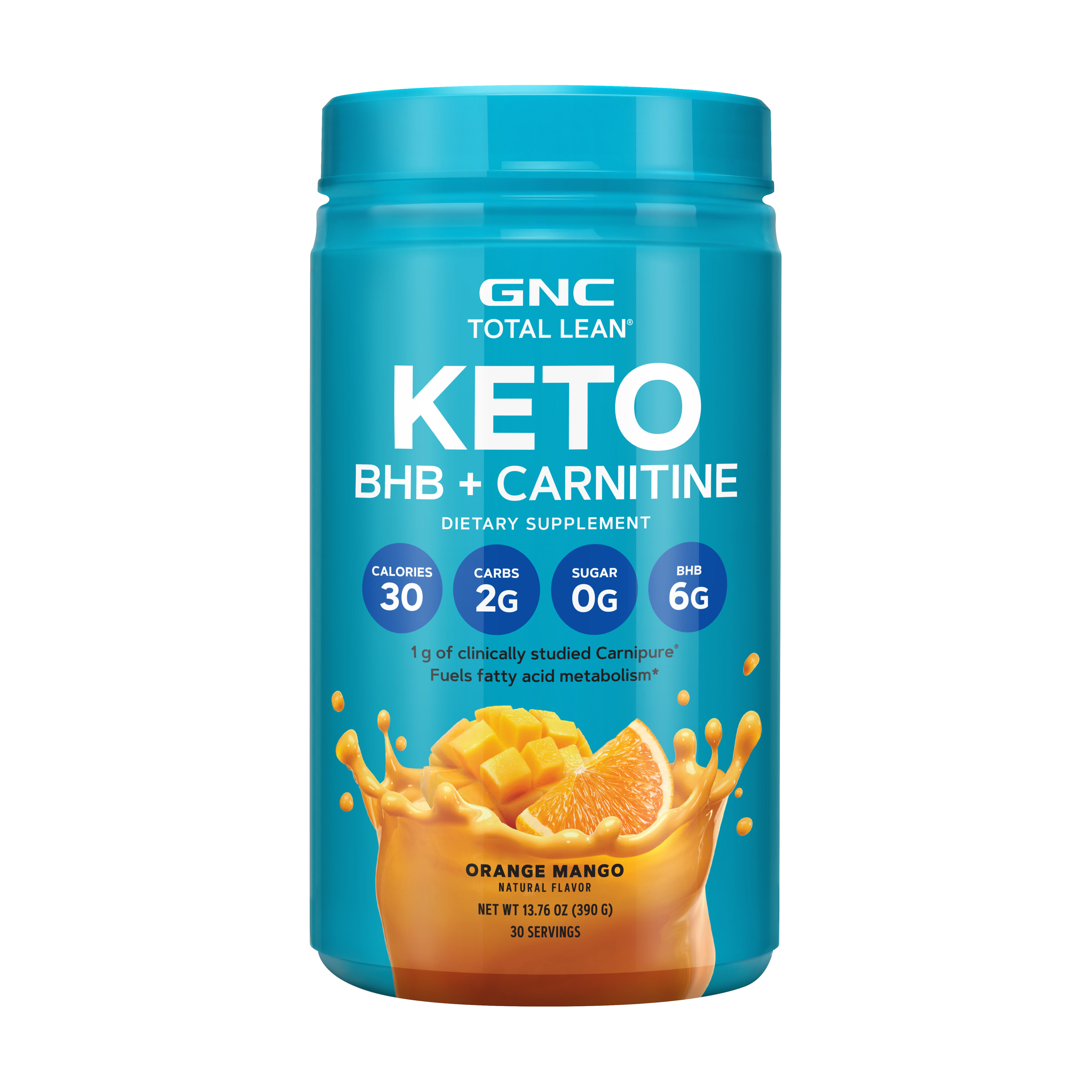 GNC Total Lean Keto BHB + Carnitine Orange Mango, 30 Servings, 2
