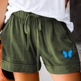thumbnail image 2 of Trendfront Women's Plus Size High Waisted Butterfly Embroidery Shorts Elastic Tie Waist with Pockets Casual Summer Shorts, 2 of 7