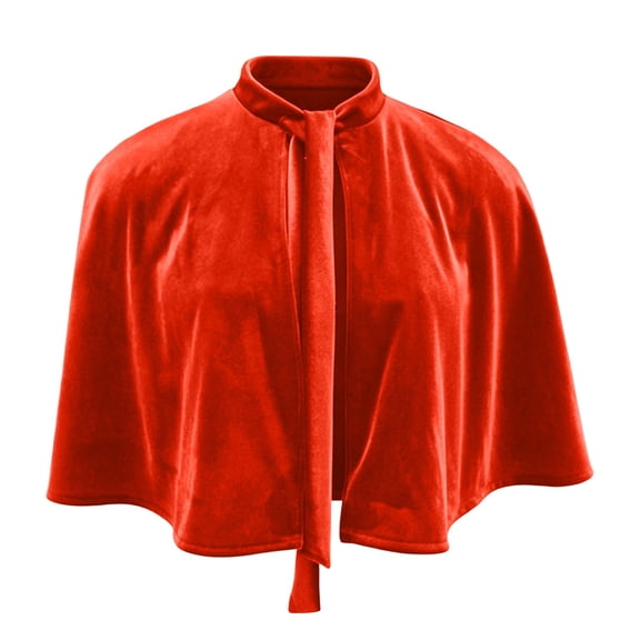 WAGUTH Womens Velvet Short Cape Shrug Stand Collar Self-Tie Front Cloak for Wedding Evening Formal Party Outfits