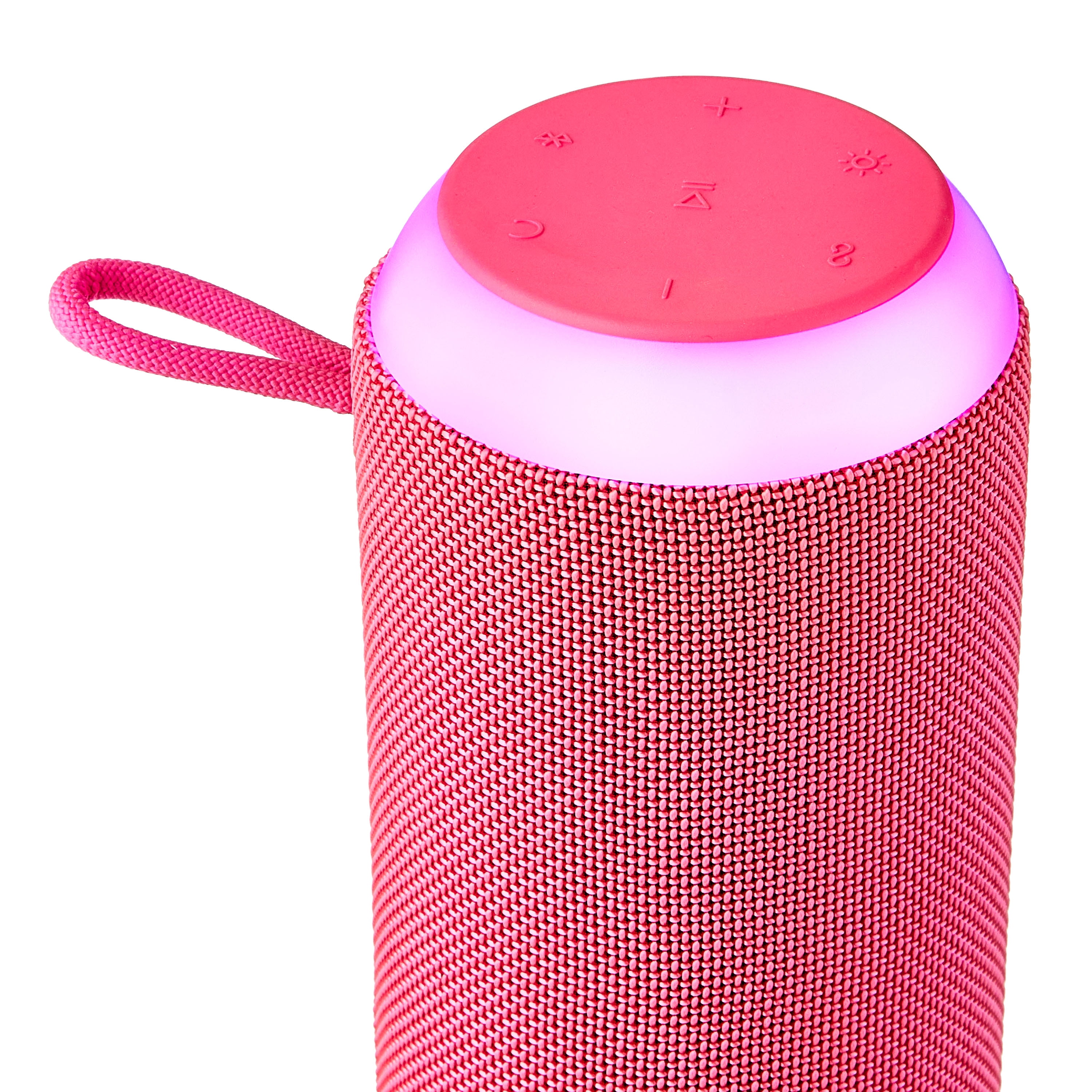 onn. Large Rugged Bluetooth Portable Speaker with LED Lighting, Pink, AAPNK100081914  (图4)