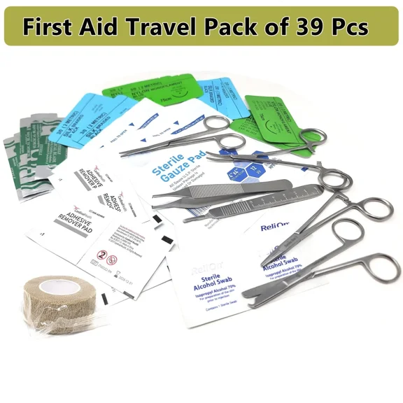 39 Pcs Emergency First Aid Kit for Home or Workplace All-Purpose Portable Compact First Aid Kit With, Scissors & Tweezers