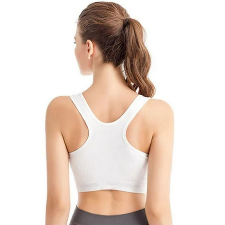 Fapreit Womens Zip Front Closure Sports Bra - Seamless Wirefree Post  Surgery Padded Racerback Workout Gym Yoga Bras 3 Pack