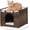 Brown, variant on Cat Bed with Ears - Handwoven Rattan Cat Cave House for Indoor Kittens, Foldable Hideaway with 2 Removable Cushions, 16.5x16.5x13.2 Inch Natural Pet Cube for Living Room/Bedroom Brown