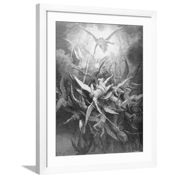 The Fall of the Rebel Angels, from Book I of Paradise Lost by John Milton 160874 C.1868, Figurative Religion Framed Art Print Wall Art by Gustave Dor? Sold by Art.Com