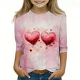 thumbnail image 2 of dazeni 3-12 Years Girls 3/4 Sleeve Round Neck T-Shirts Valentina's Day Spring Summer Shirts Funny Love Heart Graphic Tee Tops Red11, 2 of 5