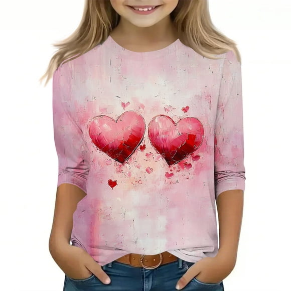 Lovzfmll Unisex Kids Beloved One Graphic 3/4 Sleeve Tee, Casual Crewneck Pullover for Boys & Girls for Little Girls 12-13 Years
