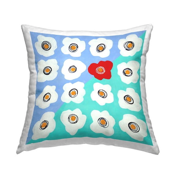 Stupell Industries Turquoise & Red Abstract Flowers Square Decorative Printed Throw Pillow, 18 x 18