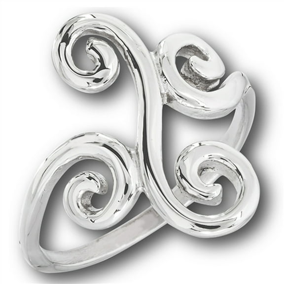 Filigree Spiral Swirl Open Modern Vine Ring Stainless Steel Band Gray Jewelry Female Male Size 7