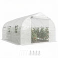 thumbnail image 2 of Outsunny Walk-in Tunnel Greenhouse with Shelves, Plant Hot House with Mesh Door, White, 2 of 9