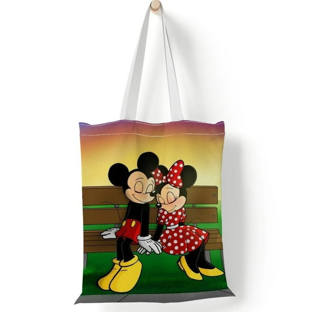 Bolsos de hombro con estampado de dibujos animados de Mickey Mouse para niños, bolso de lona de alta capacidad, Disney, Harajuku, Minnie, Daisy, Anime, regalos de cumpleaños