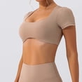 thumbnail image 4 of OSOLU Women Short Sleeve Crop Tops Yoga T-Shirt Tshirts Tee Bare Feel Solid Color For Running & Fitness Leisure Dailywear, 4 of 6