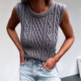 thumbnail image 3 of Summer Knit Tank Top for Women - Lazy Round Neck Sleeveless Fashion Shirt Gray M, 3 of 5