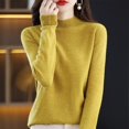 thumbnail image 1 of Suéter de lana para mujer, otoño e invierno, suéter de cuello alto medio sin costuras, camisa de punto con parte inferior, 1 of 6
