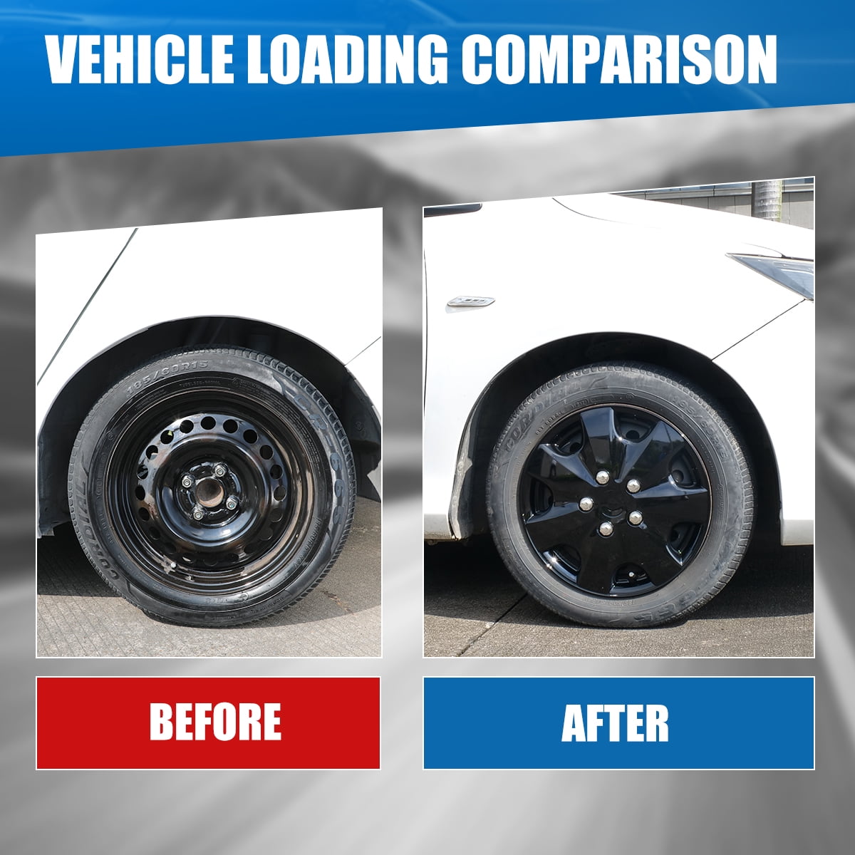 4Pcs Set 14inch Universal Wheel Rim Cover Hubcaps Replacement (Only Fit for Iron Hub), PP Material Snap On Car Truck SUV Hub Cap (Black Lacquer)