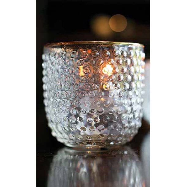 Hobnail Gold Trimmed Glass Votive Holder