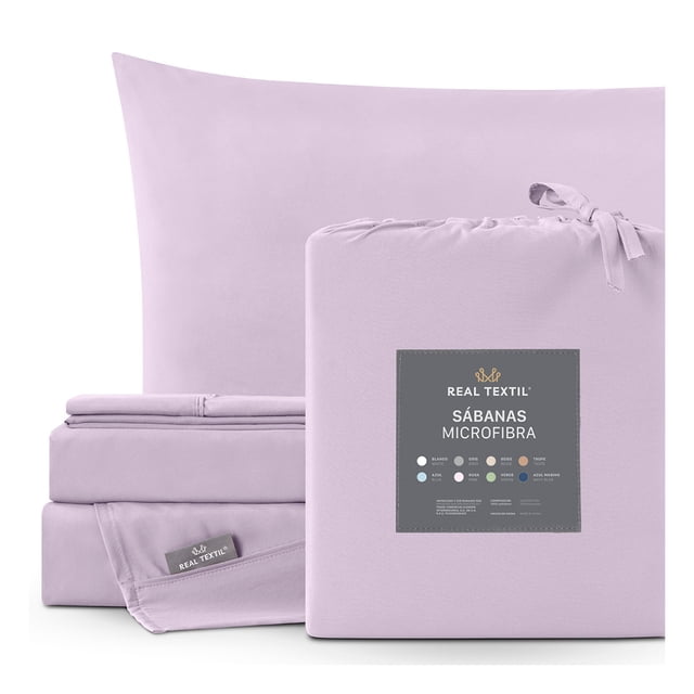 Juego de Sábanas Microfibra, Frescas, Hipoalergénicas, Real Textil (Violeta, King Size)