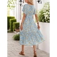 thumbnail image 6 of Women's Floral Print Midi Dress with Tie Front Ruched Bodice 100% Cotton Breathable Everyday Comfort for Warm Days, 6 of 6
