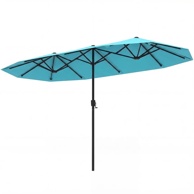 Costway Parasol de Patio Grand de 13 Pi, Parasol de Marché Extérieur à Double Face pour Table, pour Jardin, Turquoise
