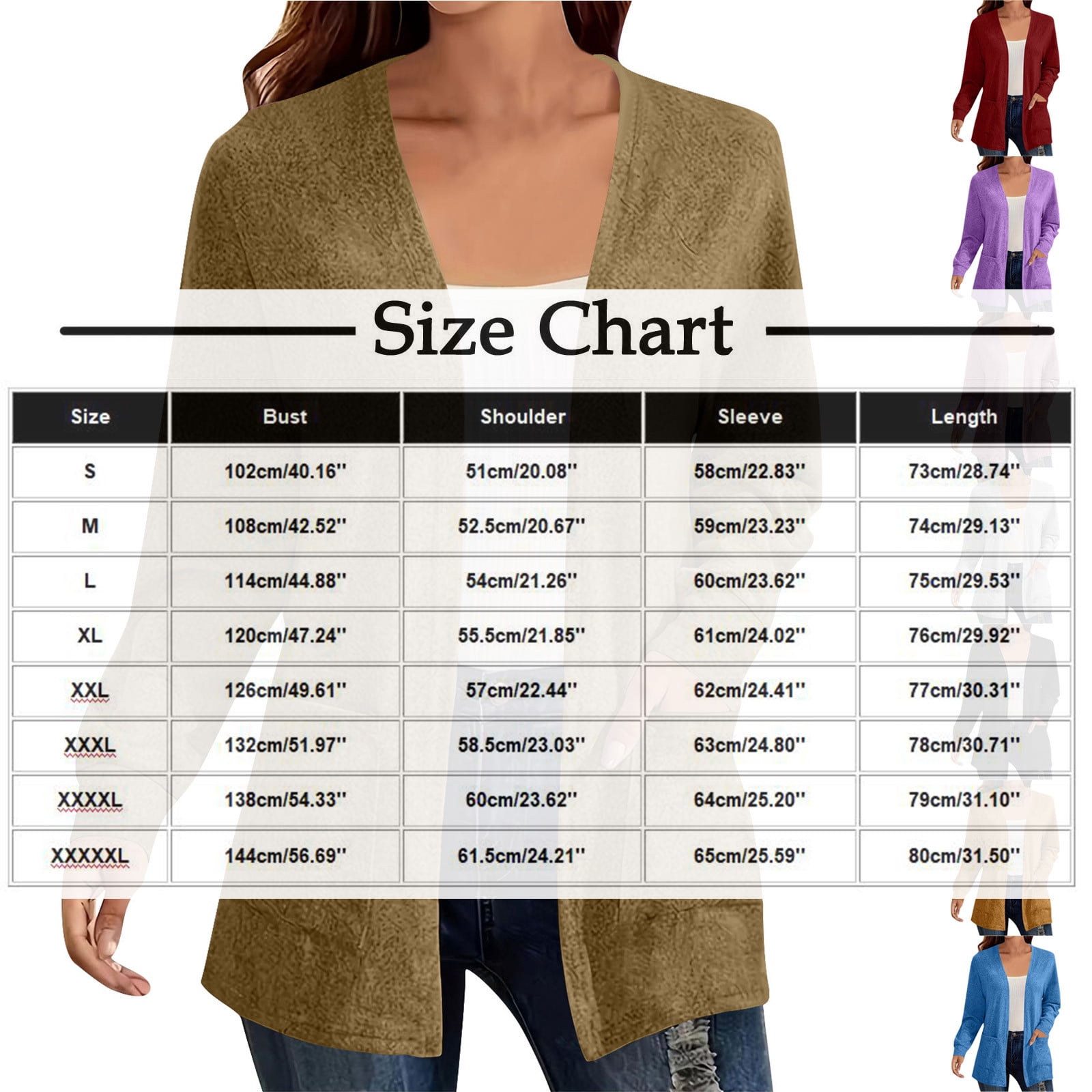 Hueook Cardigan Sweaters for Women Color Long Sleeve Casual Tops Blouse with Pocket Cardigan Red 4X