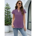 thumbnail image 3 of Womens Dressy Casual Tops Ruffle Short Sleeve V Neck Shirts Elegant Business Work Blouse  XL, 3 of 6
