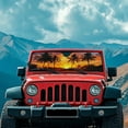 thumbnail image 3 of Uorisanigo Windshield Sun Shade Compatible with Wrangler JK JKU TJ 1997-2018 Summer Sunset Palm Tree Front Window Sunshade Prevent Dashboard Fades and Cracks, 3 of 7