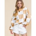 thumbnail image 5 of Women'S Fall Fashion Crew Neck Long Sleeve Lattice Ribbed Knit Loose Pullover Sweater Tops Khaki XL, 5 of 9