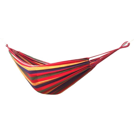 Ktaxon Hammock Cotton Soft Woven Bed for Supreme Comfort Fabric Travel Camping Hammock for Backyard, Porch-Red Strip
