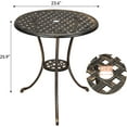 thumbnail image 3 of Royalbelle Table Bistro Ronde de 24 Po en Aluminium Coulé Bronze, Table Basse d'Extérieur, 3 of 8
