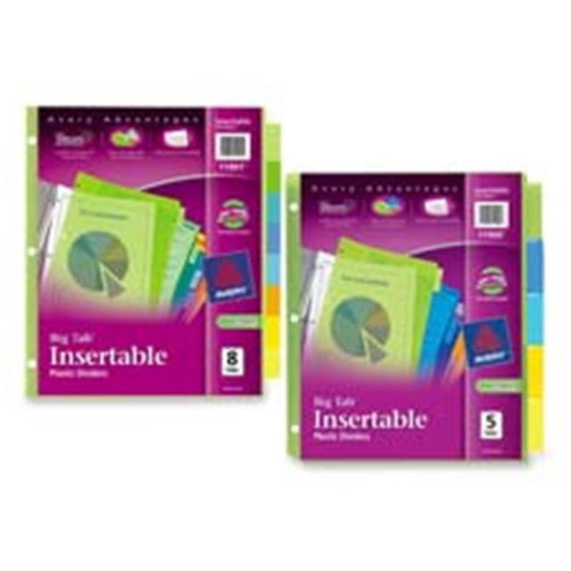 Avery Consumer Products Insertable Tab Dividers- Plastic- 8-Tab- Multi-Color