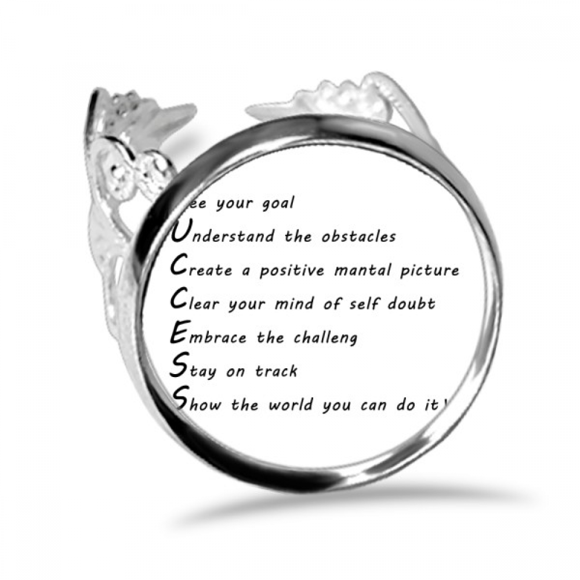 Embrace Challenges Do It Quote Ring Adjustable Love Wedding Engagement