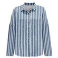 thumbnail image 4 of IMENGL Women's Long Sleeved Shirts Spring And Autumn Striped Printed Button Down Shirts Retro Shirts Fashionable Daily Casual Tops Blue XXXL, 4 of 4