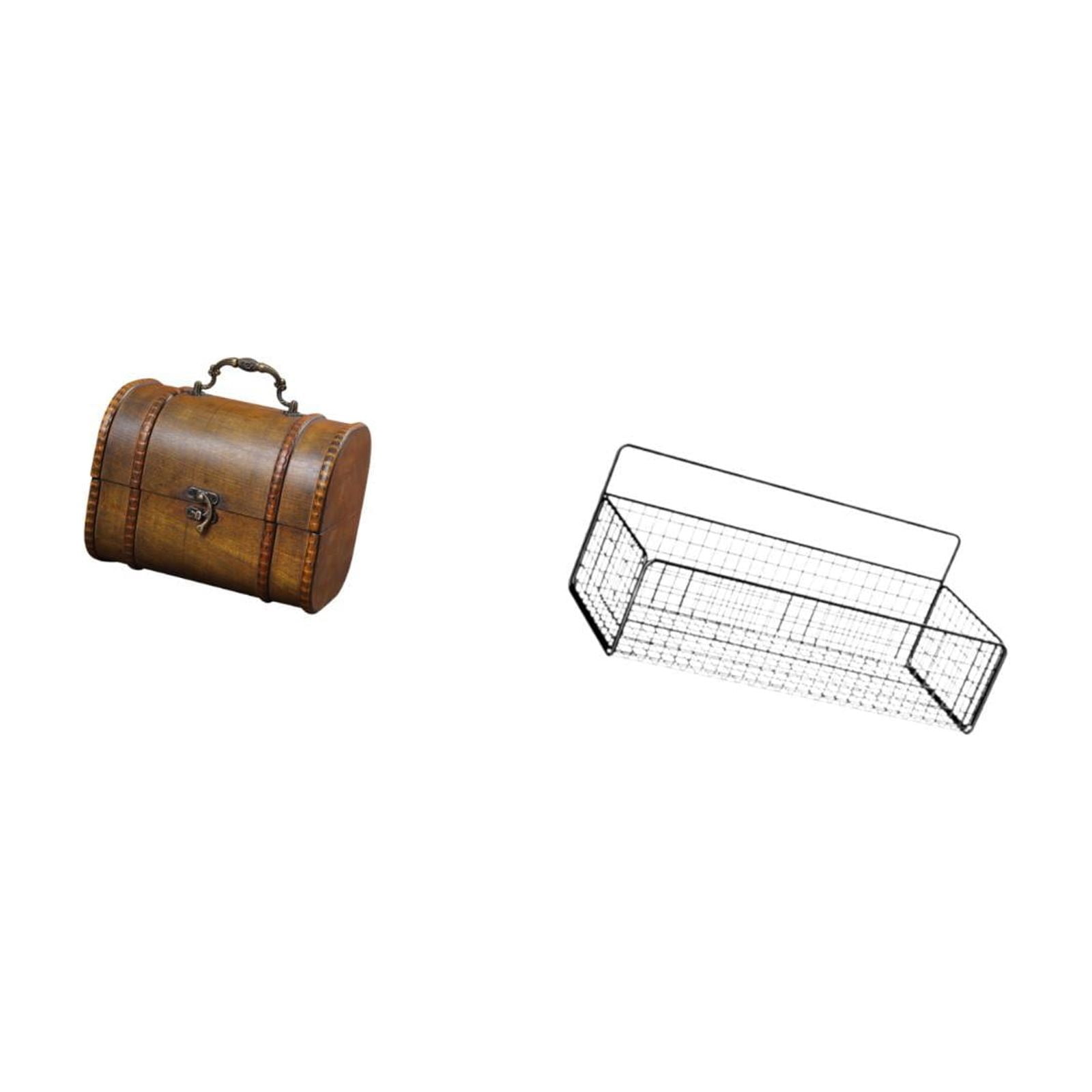 Jewelry Organizer Case Wooden Storage Basket Wire Hanging Basket Rustic Material Dresser Kitchen Bathroom Use