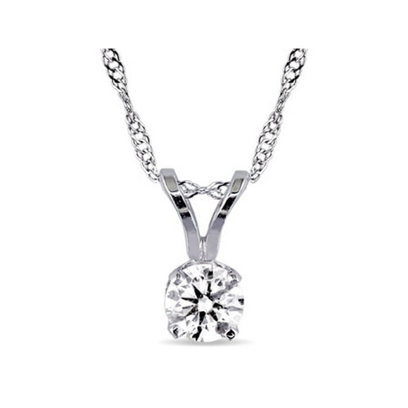 Miabella Pendentif Solitaire en Diamant 1/4 CT TW avec Chaîne en Or Blanc 14k