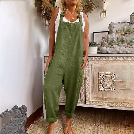 

WOXINDA Women s Summer Jumpsuits Casual Sleeveless Jumpsuit Drawstring Elasitic Waist Romper Pajama Shorts Jumpsuit Body Suits Women Clothing