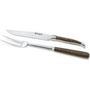 Laguiole en Aubrac 2-Piece Carving Set With Carving Fork And Carving Knife With Amourette Snake Wood Handle