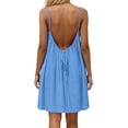 thumbnail image 5 of Women's Summer Casual Sleeveless Sling Backless Sleep Dress, Solid Round-Neck Nightgown, 5 of 7