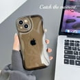thumbnail image 3 of Compatible with iPhone 14 Case,Cute Clear Curly Wave Frame Shape Design with Camera Lens Protector Cover,Soft Slim Transparent TPU Full Protection Case for Women and Girls-Black, 3 of 12