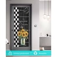 thumbnail image 5 of Window Privacy Film Sunflower Vintage Stained Glass Window Film Decorative Sun Block Window Cover Farmhouse Floral Black Checkered Window Clings Static Adhesive Sticker for Bathroom 17.7"x39.3", 5 of 7