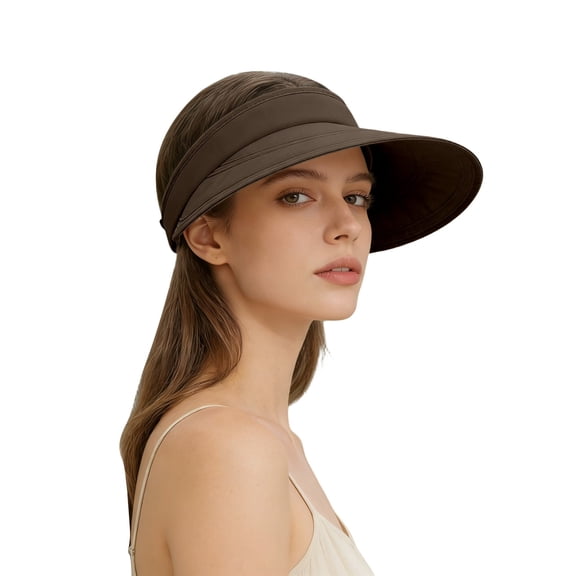 FUZHIQ Minimalist Wide Brim Sun Visor Hat for Women, Foldable UPF 50 UV Protection Cap, Lightweight All-Match Hat for Summer Commute Hiking Beach Daily Wear