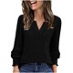 thumbnail image 3 of Camisas de encaje,Camiseta de cuello en V para mujer, blusa informal de manga larga, top holgado, mezcla de algodón suave, ideal para el hogar y el uso diario, sopatenor, 3 of 9