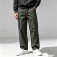 thumbnail image 5 of DYTTDG Men’s Drawstring Cargo Pants, Elastic Waist Full Length Straight Leg Trousers with Multi Pockets, Solid Color Casual Wear for Daily Walking & Outdoor, 5 of 8