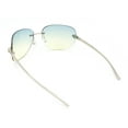 thumbnail image 4 of Rimless Oversized Curved Oceanic Lens Leopard Jewel Arm Sunglasses Silver - Blue Yellow, 4 of 4