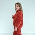 thumbnail image 5 of Coerni Girls and Toddlers Fuzzy Fleece Sweatsuit Cozy Flannel Activewear Kids Winter Warm Sherpa Thermal Set Underwear Zipper, 5 of 8